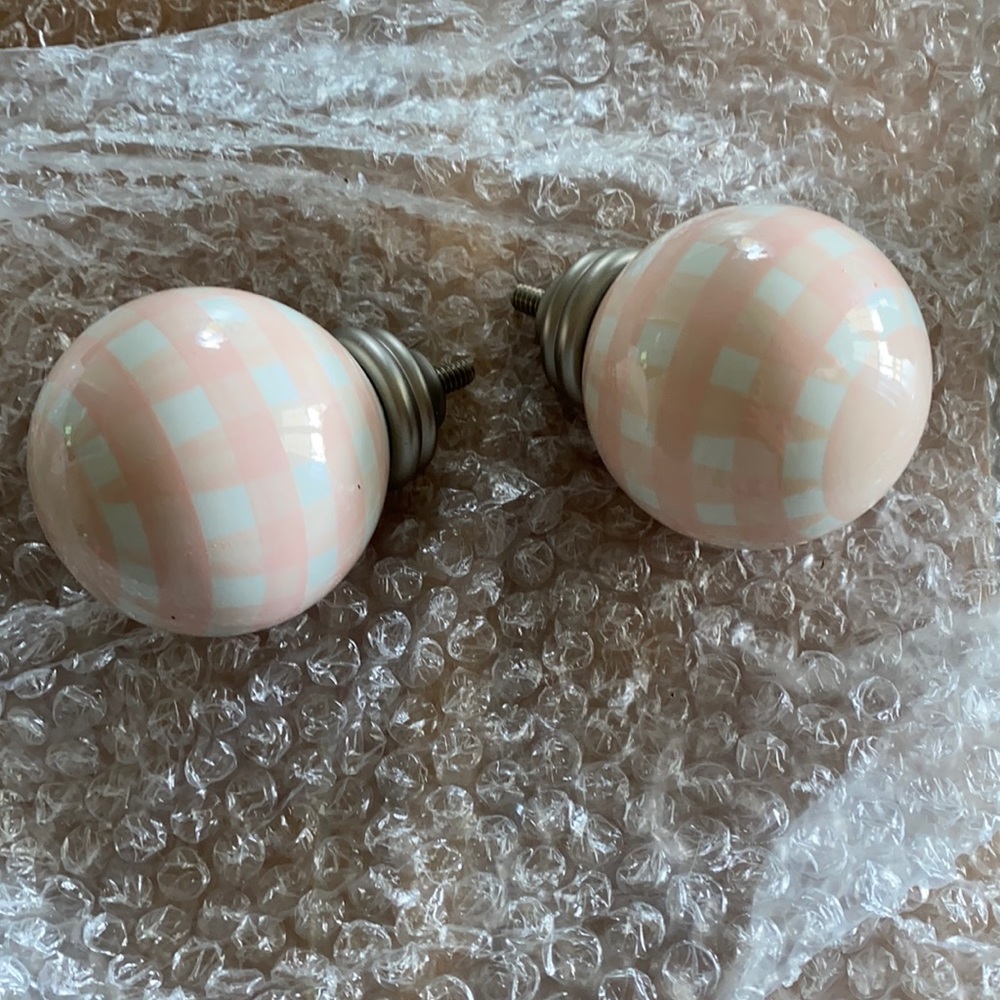 Pottery barn finials pink gingham